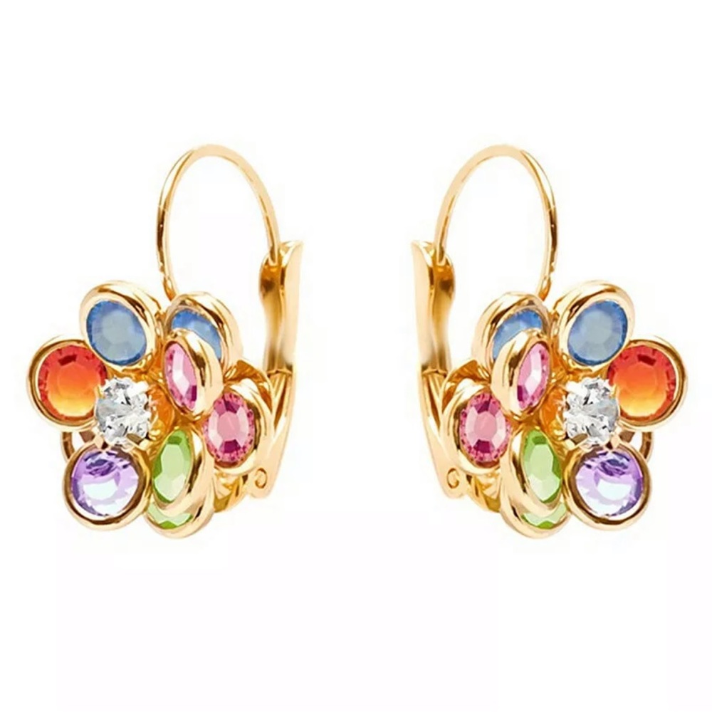 Drop Earrings 18k Yellow Gold Plated Cubic Zircon - Picture 2 of 2